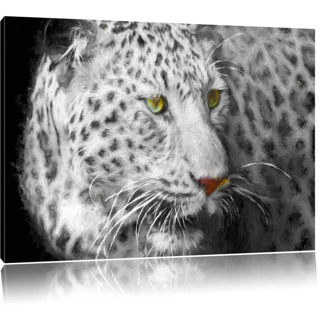 Leinwandbild Leopard in Schwarz/Grün