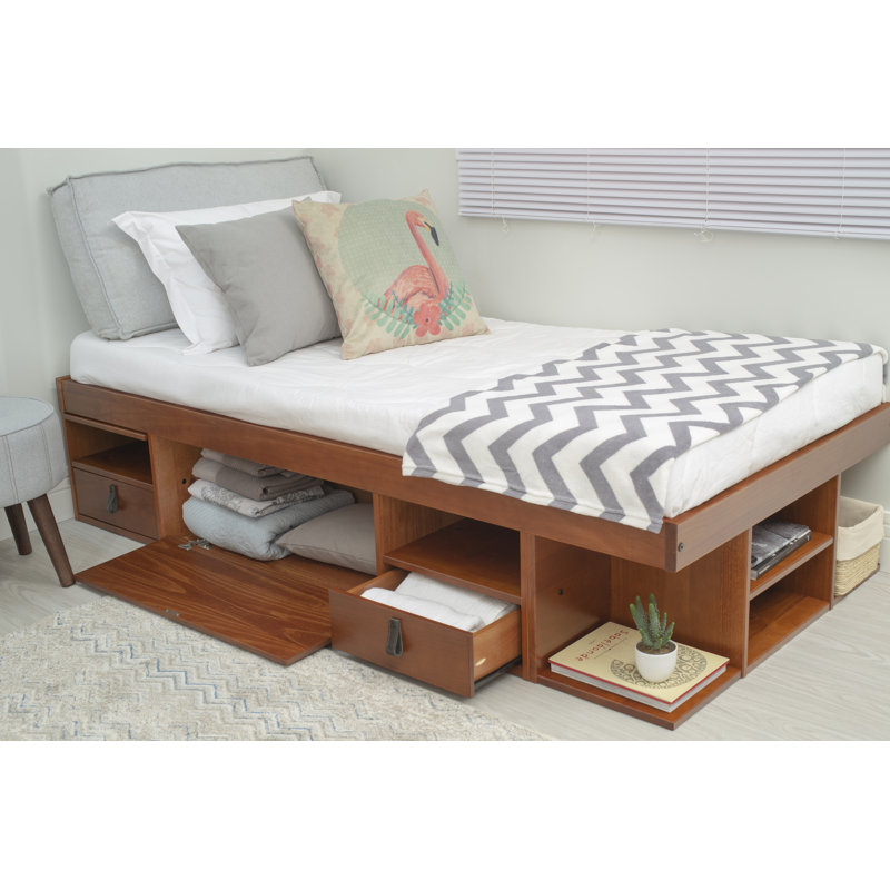 Solid Wood Lift Up Storage Bed, Brown