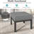 Set Of 2 24" Aluminum Patio Ottomans With Dark Gray Cushions, All-Weather Footrests