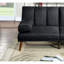 Structure classique à 2 sièges en polyfibre noir classique avec coussin en bois massif et dossier-121096839