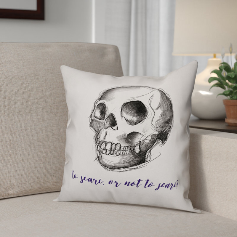 To Scare Or Not To Scare Outdoor Reversible Throw Pillow, Indoor