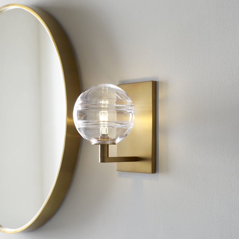 Sedona 1 - Light LED Armed Sconce, Aged Brass, Clear, Yes