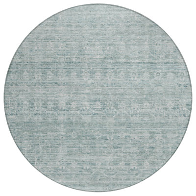 Machine Washable Indoor/Outdoor Xhevrie Turquoise Rug