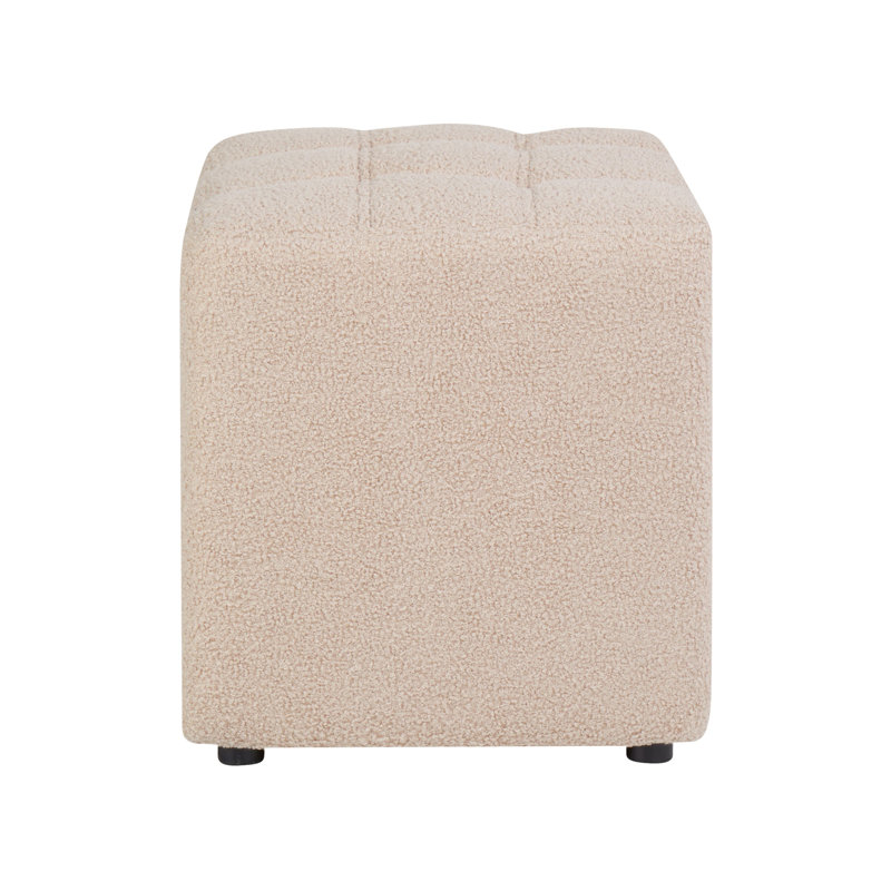 Haldan 38cm Wide Tufted Square Cube Ottoman, Beige