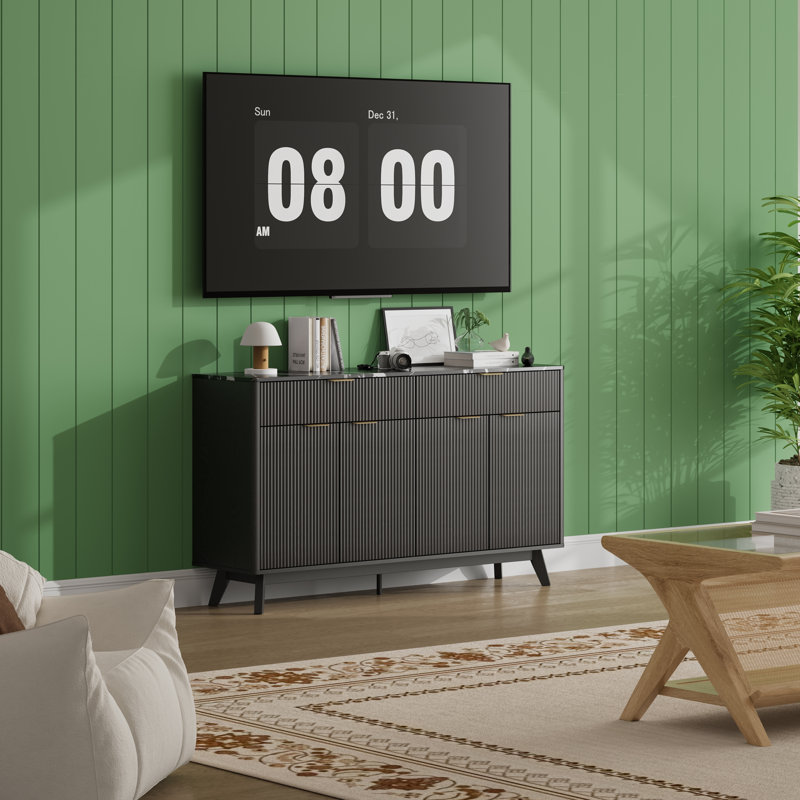 Buffet 60 po avec 2 tiroirs, 4 portes et tablettes réglables