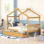 Lit simple en bois avec tiroirs, cadre, deux têtes de lit, idéal pour la chambre à coucher-129957379-129957380