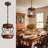 9" Farmhouse Pendant Light With Adjustable Chain, Wood & Metal Cage Design-1910440505