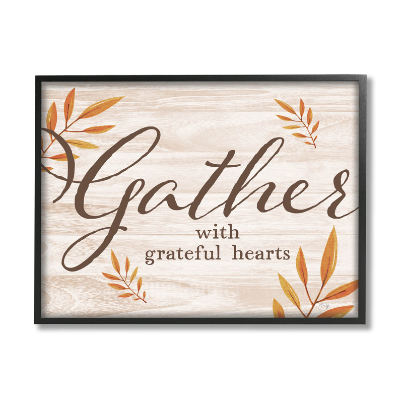 " Gather With Grateful Hearts Botanicals " by Yass Naffas Designs, Midnight Black Framed Giclee, 11" H x 14" W x 1.5" D