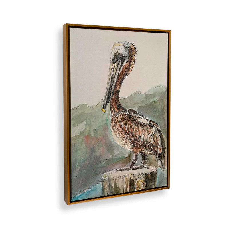 «Pelican» par Emily Tucci, reproduction d'art, H 32 po x l 24 po, Doré