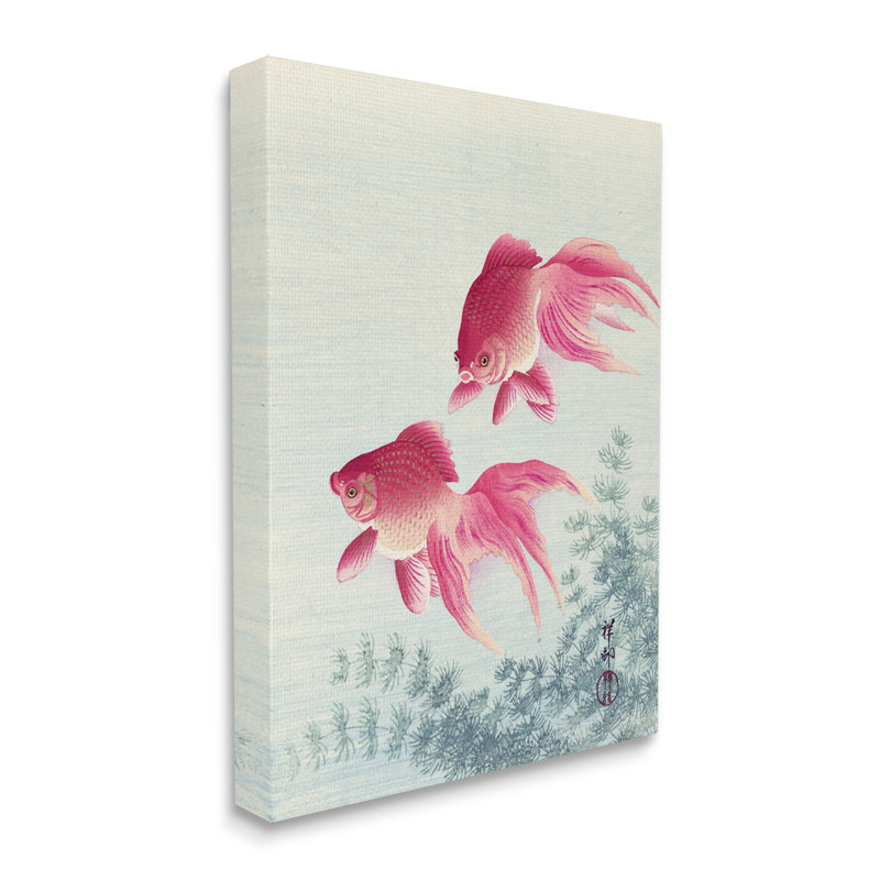 " Goldfish Ohara Koson Traditional Painting Fish Portrait " by One1000paintings Painting Print, Wrapped Canvas