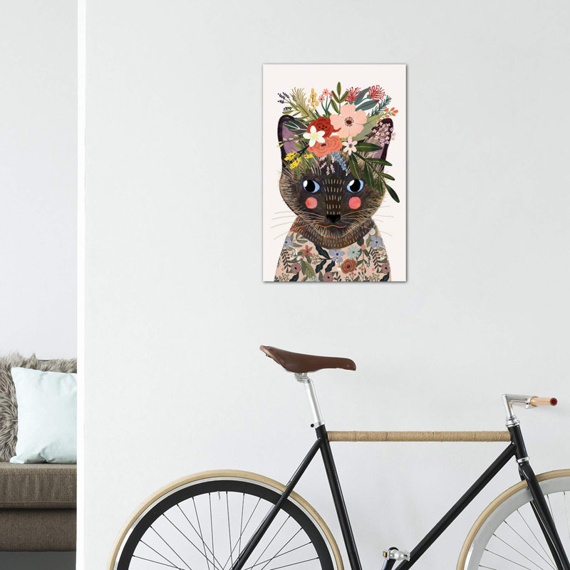 Siamese par Mia Charro - impression d'art graphique, Toile tendue, H 26 po x l 18 po x 1,5 po