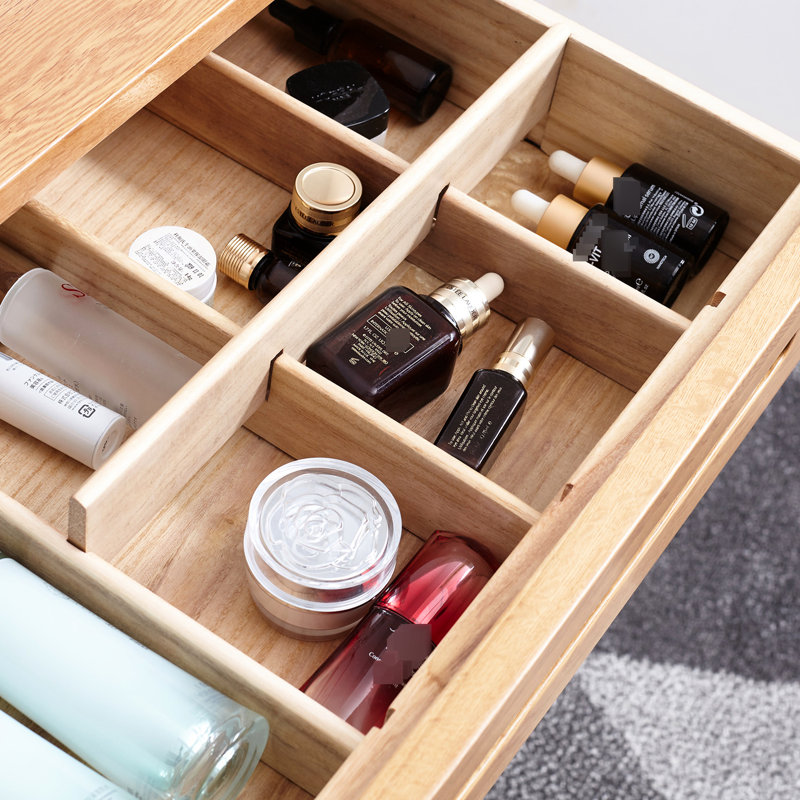 Compact Dresser With Storage, 29.99In Height, 13.78In Package Height Natural Wood Top, 23.59In Depth, Oak Color