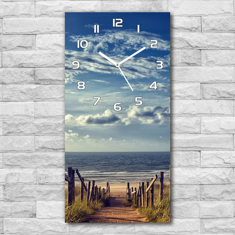 Jameah Glass Wall Clock, Blue/Brown/White