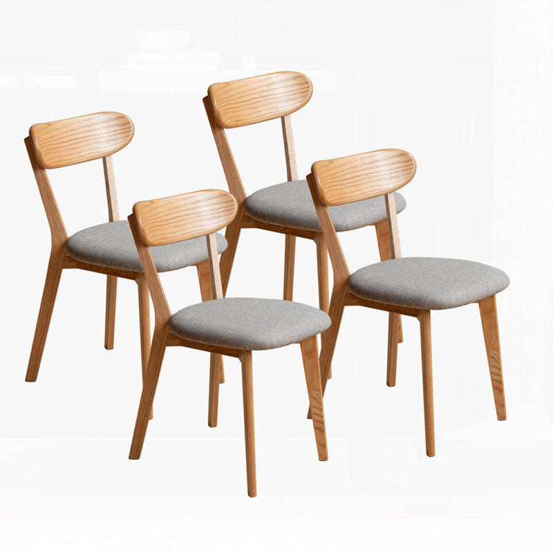 Ensemble de 4 chaises de table en bois, Gris, Bois naturel