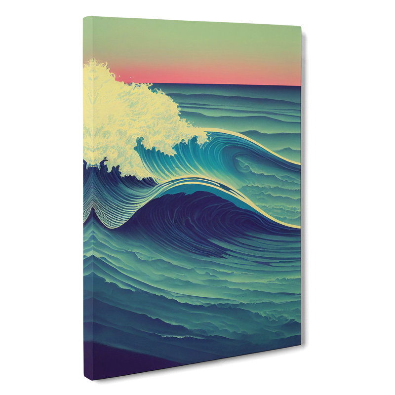 Sunset Ocean Wave No.5 - Wrapped Canvas Print, 60cm H x 35cm W x 3cm D