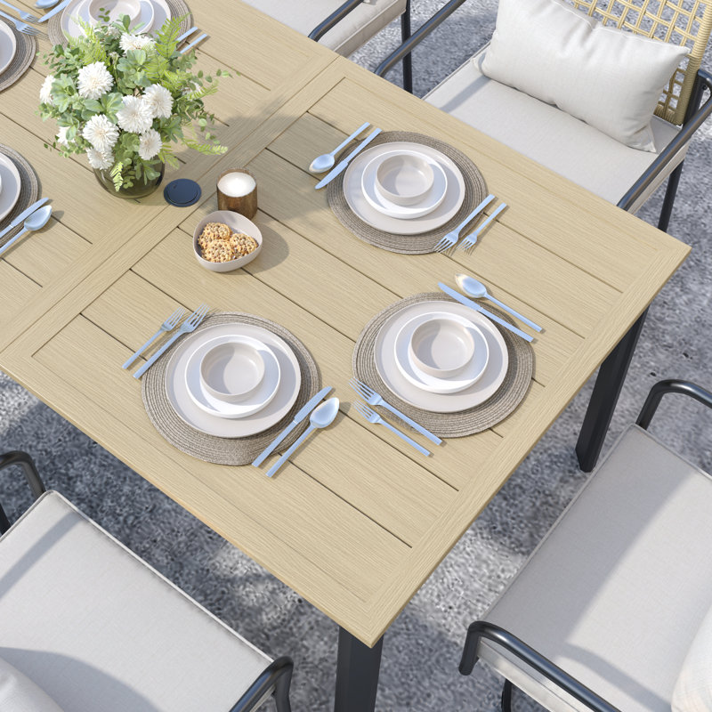 Ensemble repas extérieur pour 6 personnes avec coussins, Jaune
