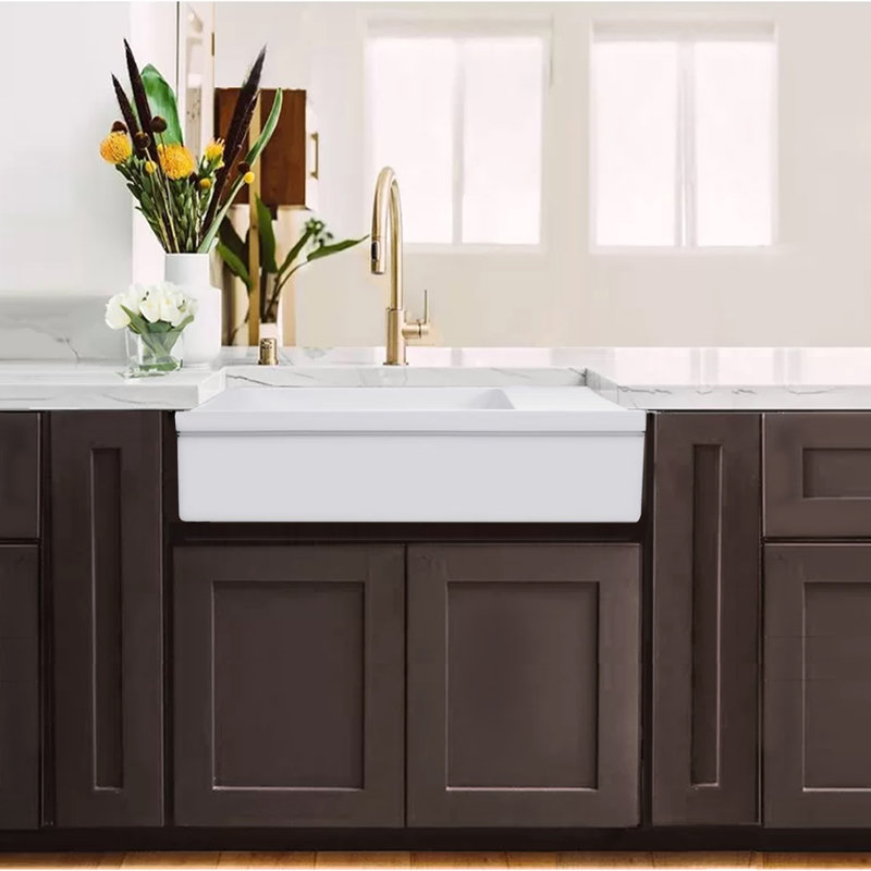 Pranav 36'' L Single Bowl Fireclay Kitchen Sink