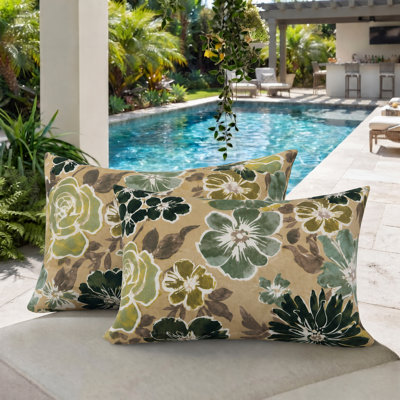 Ensemble de 2 housses de coussin lombaire intérieur / extérieur 12 po x 48 po hydrofuges et résistantes à la décoloration