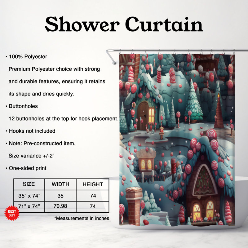 Rideau de douche Gingerbread Castle - Premium, H 74 po x l 71 po