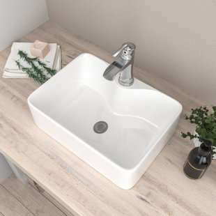 Lavabo vasque rectangulaire en céramique avec trou pour robinet L 19 po x l 15 po