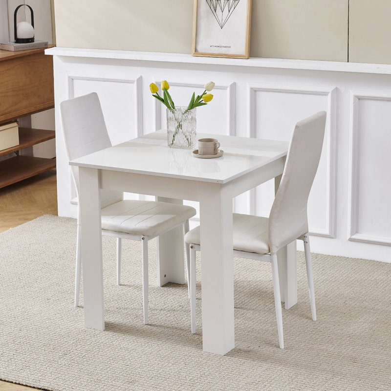 Dining Set, White Leather Line Chairs#2