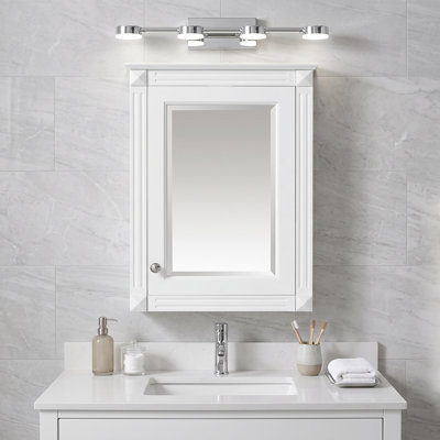 Armoire de rangement murale de 20 po avec miroir, armoire à pharmacie en panneau de fibres à densité moyenne blanche avec tablette réglable en hauteur, charnières à fermeture douce, armoire compacte pour petite salle de bain et appartement
