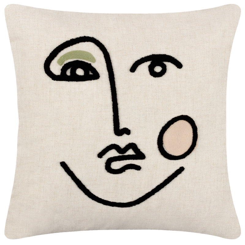 Cleo Abstract Square Cushion, Cream