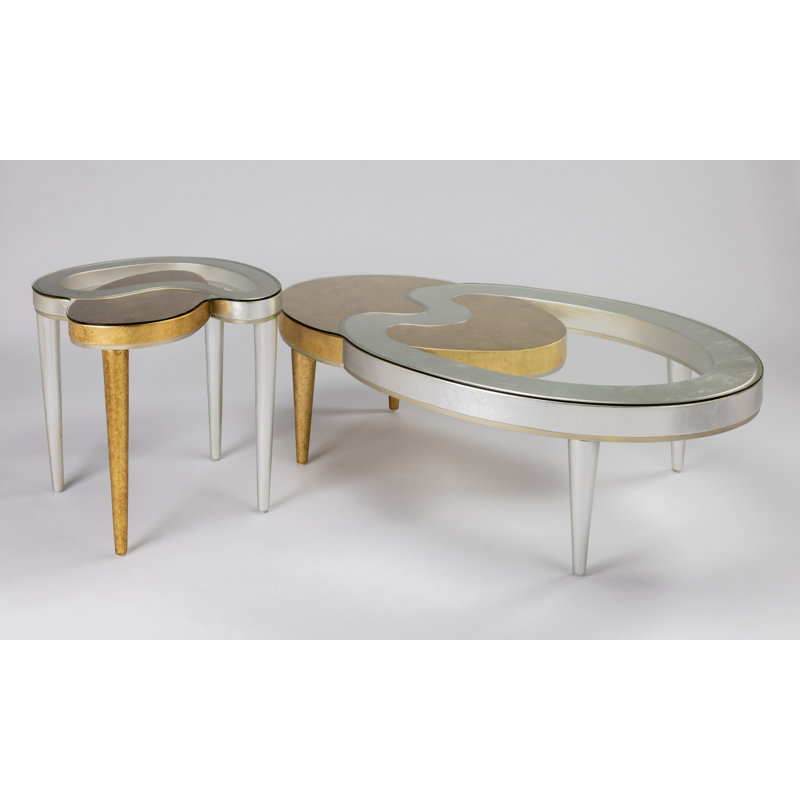 End Table, Silver/Gold