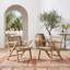 Ensemble de 2 fauteuils d'extérieur, structure en bois d'acacia et finition en osier tissé