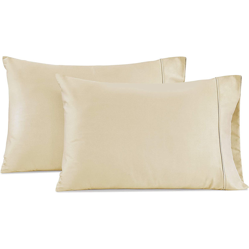  Taie d'oreiller en microfibre de satin de coton, Très grand, Ivoire