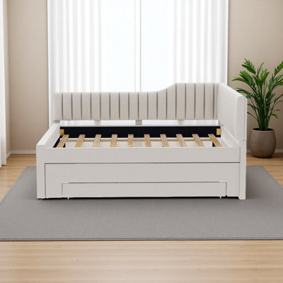 Full Size Upholstered Daybed With Trundle And Three Drawers