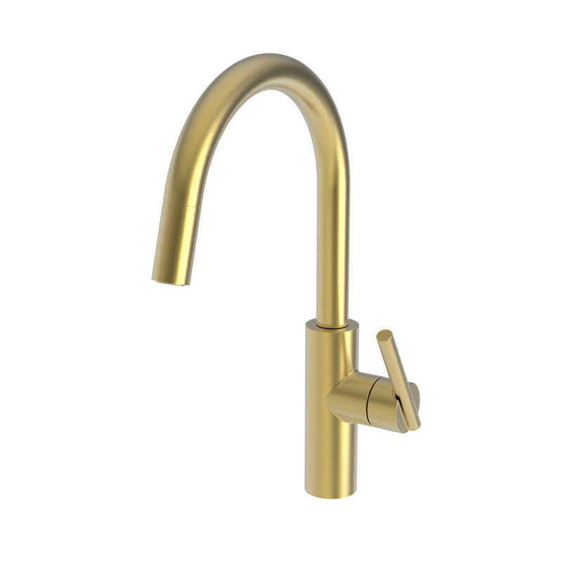 East Linear Single Handle Pull Down Kitchen Faucet, Satin Gold (PVD)