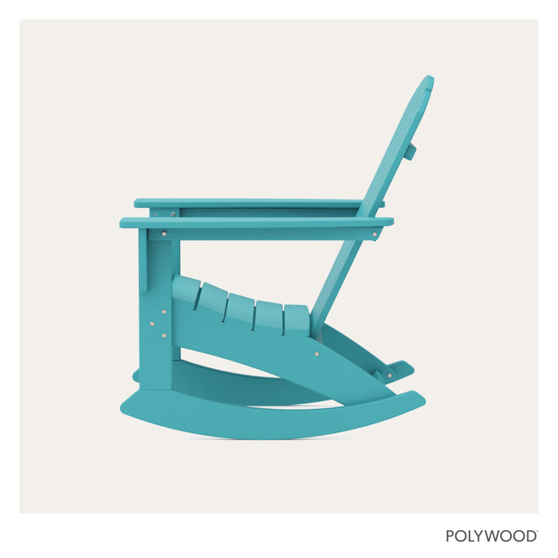 POLYWOOD Nautical Adirondack Rocking Chair, Aruba