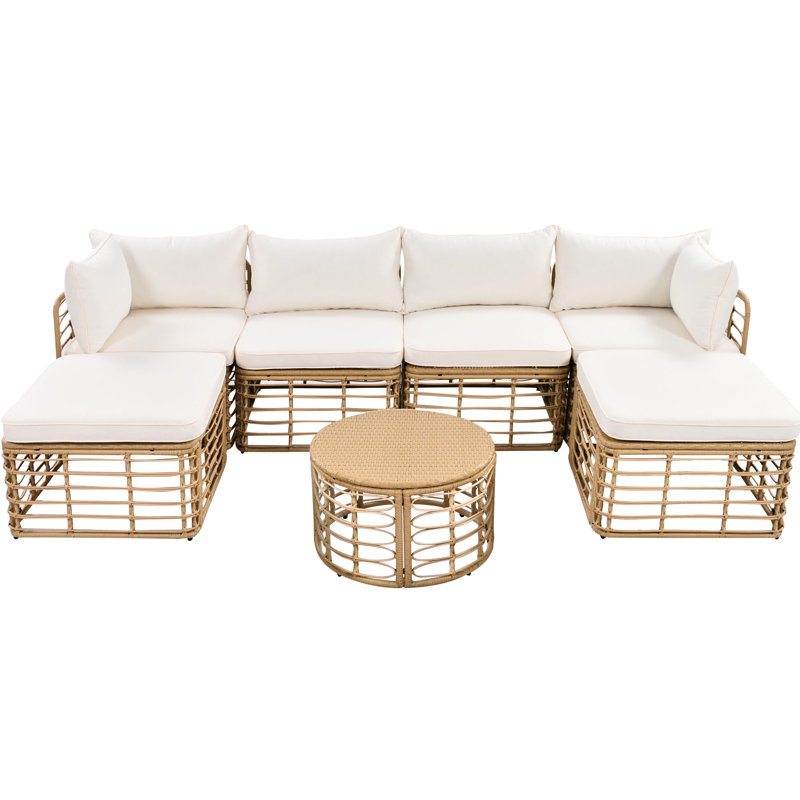 Mobilier de balcon toutes saisons - 7 pièces avec coussins et coussins épais