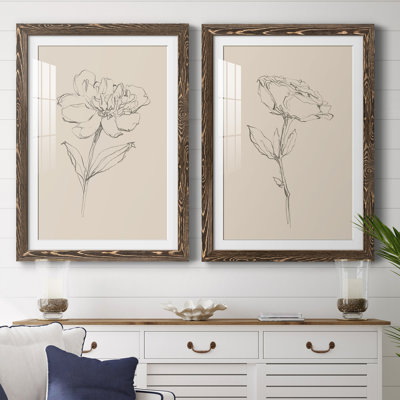 Floral Contour Study III Premium encadré mat - prêt à être accroché