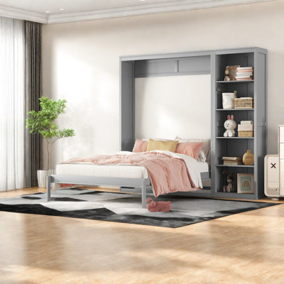 Lit escamotable moderne en bois et panneau de fibres à densité moyenne pour la maison