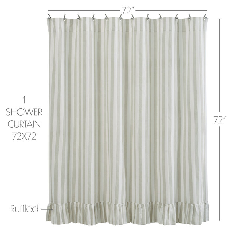 Nessrine Cotton Blend Striped Shower Curtain
