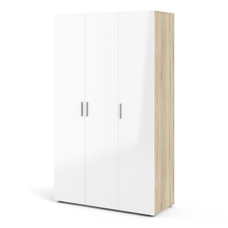 Diamone 3 Door Wardrobe, White/Oak