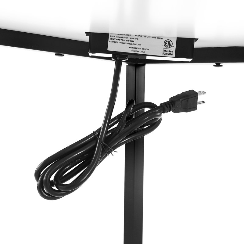 Humza Metal Base Computer Desk with Power Outlet, White