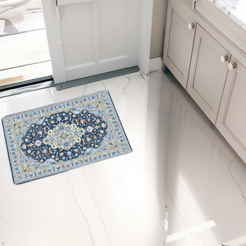 Washable Area Rug for Living Room, Bedroom, Dining, Vintage, Non-Slip, Stain-Resistant, Grey, Rectangle 2' x 3'