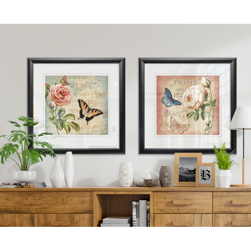 «Springtime In France I», ensemble de 2 reproductions encadrées, Cadre noir