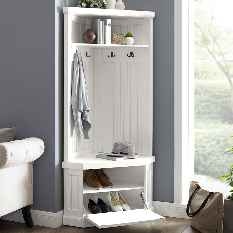 Arjae Hall Tree 33.5'' Wide with Bench, White