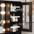 8 Drawers Vanity Desk With LED Lighted Mirror and Charging Station, Dressing Table With Side Cabinet, Black-1104528955