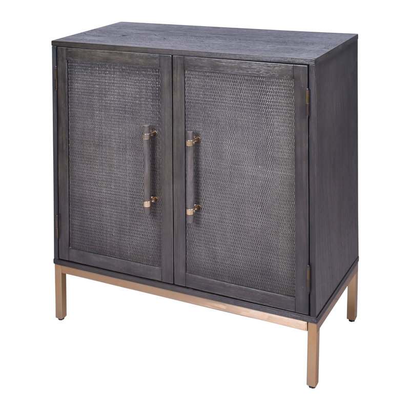 Hopper Studio Sophia Solid Wood 34'' 2-Door Cabinet, Adjustable Shelf, Practical Shelving, Black