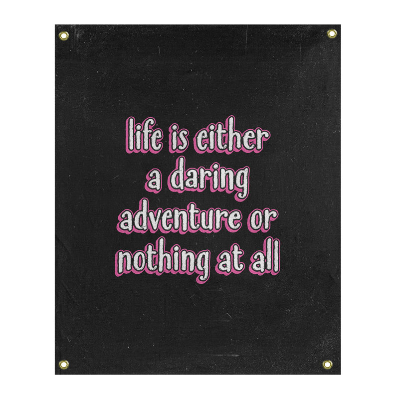 Tapisserie tableau noir en polyester life citation adventure, H 36 po x l 26 po, Rose