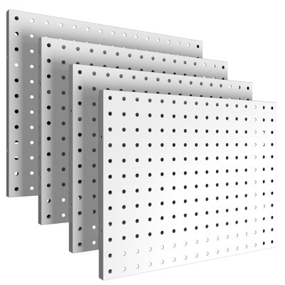 Paquet de 4 panneaux perforés métalliques pour organisateur mural