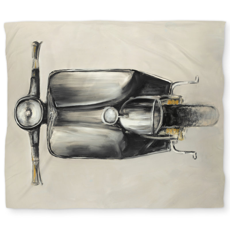 Small Black Moped Duvet Cover - Bedroom Transportation Decor