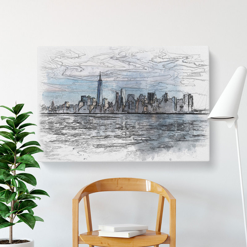 New York Skyline Vol.7 - Wrapped Canvas Drawing - Wrapped Canvas, 35cm H x 50cm W x 3cm D