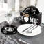 6Pc Black Wooden Heart Coasters With Holder-2021006881