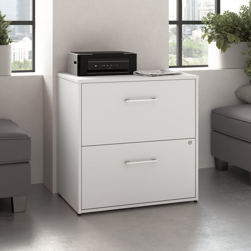 Classeur latéral à 2 tiroirs avec serrure Bush Business Furniture Hustle - assemblé, Blanc
